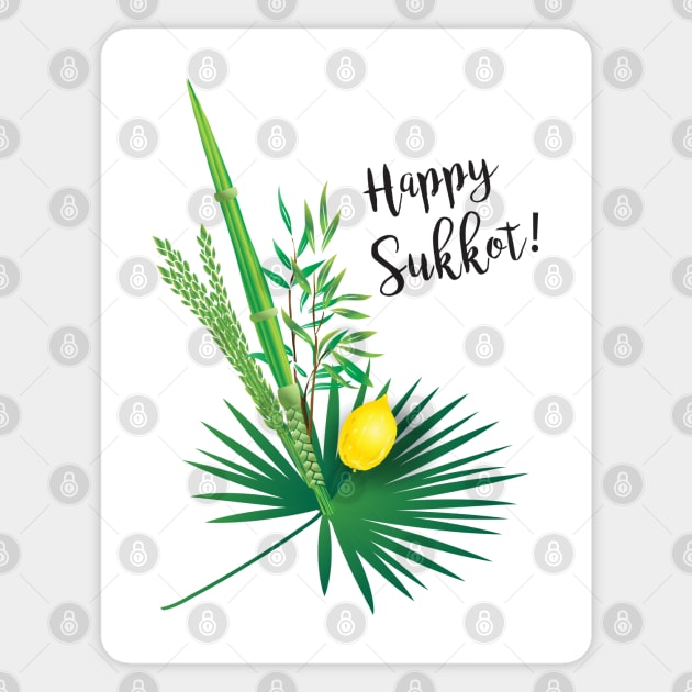 Happy Sukkot Decoration Lulav and Etrog, Palm lives, Watercolor, Art, Torah, Rosh Hashanah Magnet by sofiartmedia